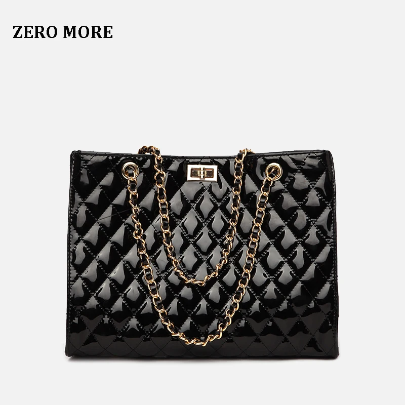 Большая сумка на плечо с цепочкой женские дорожные сумки из лакированной кожи