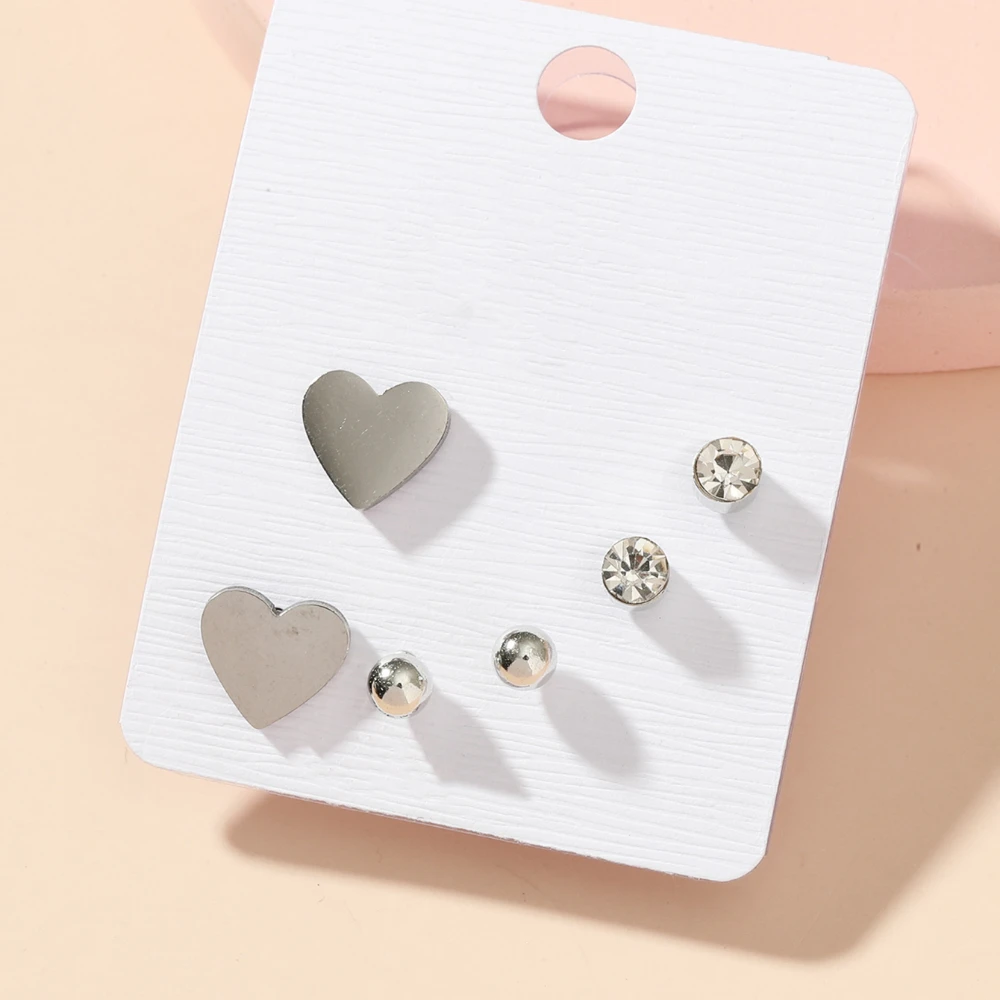 

Women Stud Earring Set Specially Designed for Women Gold Silver Color Inlaid Cubic Zirconia Butterfly Heart Moon Stud Earrings