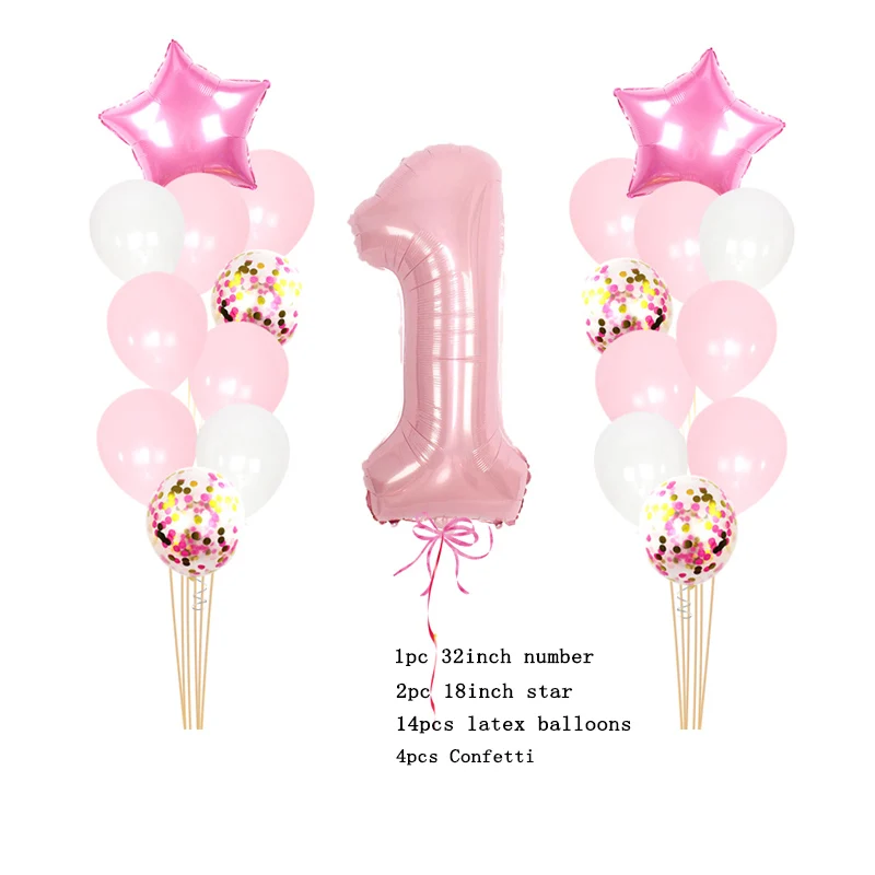 1st с днем рождения шарики конфетти воздушные шары из фольги в виде цифр во-первых