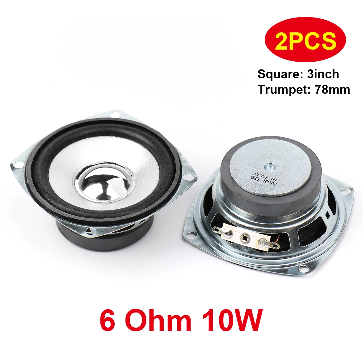 Ashinpower 2 шт. 3 дюймовый звуковой динамик 6Ohm 10 Вт 78 мм полный спектр портативный