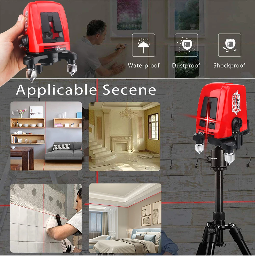 

FC-435 Laser Levels 360 Laser 2 Line Mini Laser tools Vertical Line Laser Level Portable Rotary Level