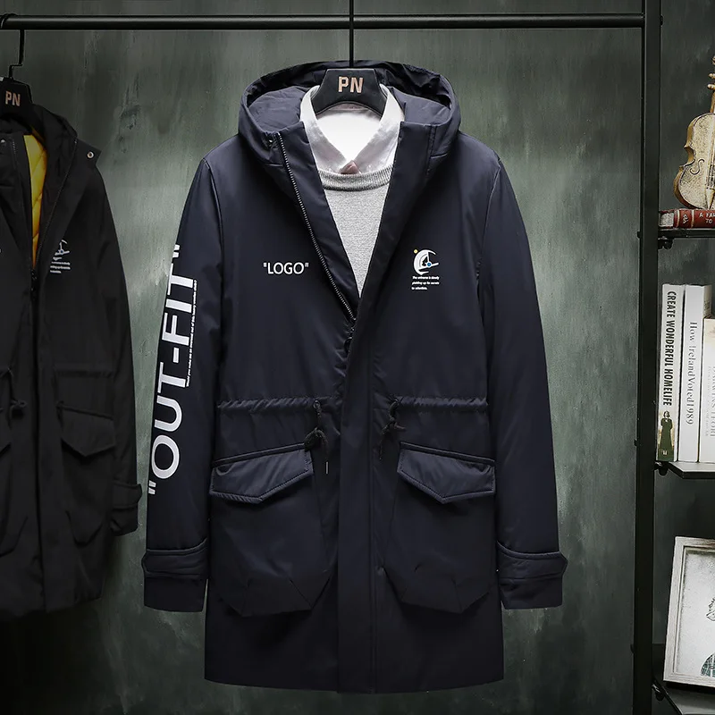 

New cross-border cotton clothing 2021 winter long hooded warm down cotton clothes men's worker men's long cotton coat