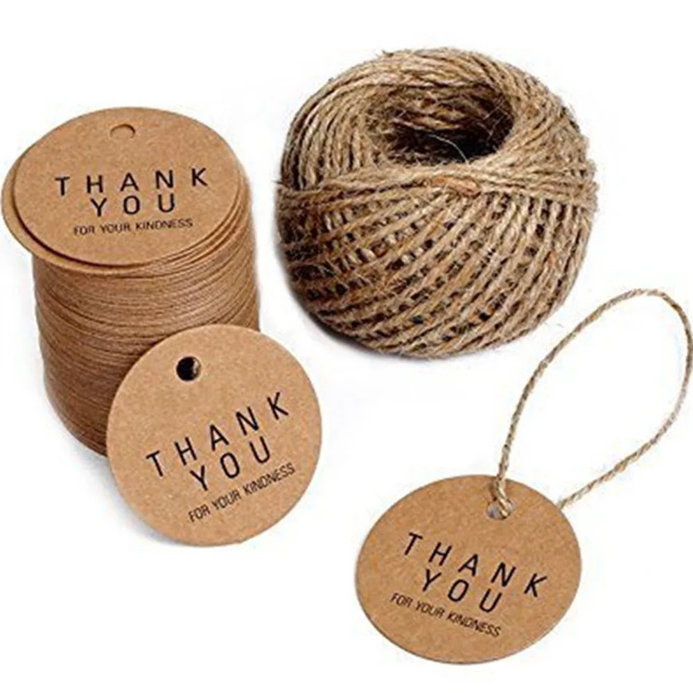 Спасибо красному сердцу крафт-бумага ярлыки для подарков DIY подарочная