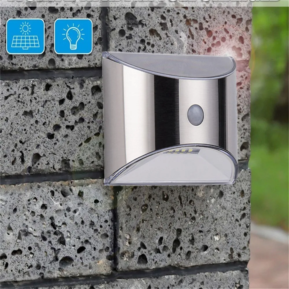 1/2 шт. 4LED солнечные фонари с датчиком движения PIR, водонепроницаемые, для безопасности садового забора, пути, настенных фонарей на открытом воздухе.