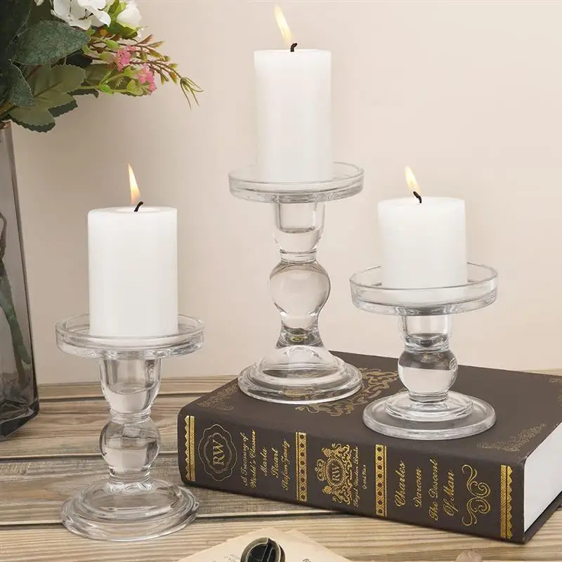 

Glass Candle Holders Pillar Candles Taper Holder Wedding Decoration Candlestick Set Taper Candle Candlestick Set Decoration