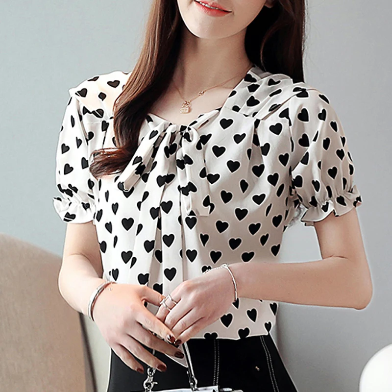 женские топы шифоновая блузка с бантом и вырезом Blusa новая корейская мода 2019