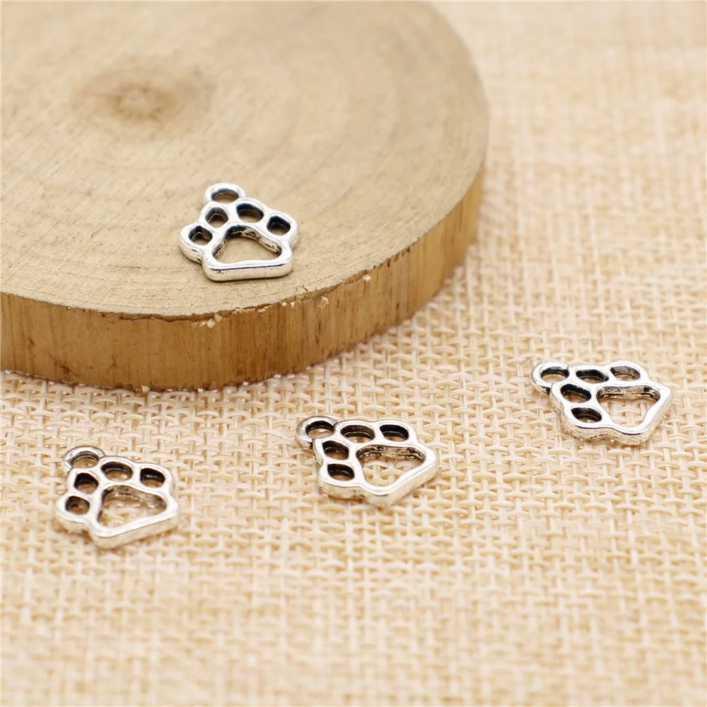 

20pcs 13x11mm 3 Colors Antique Gold Antique Silver Plated Antique Bronze Small Hollow Cute Dog Paw Charm