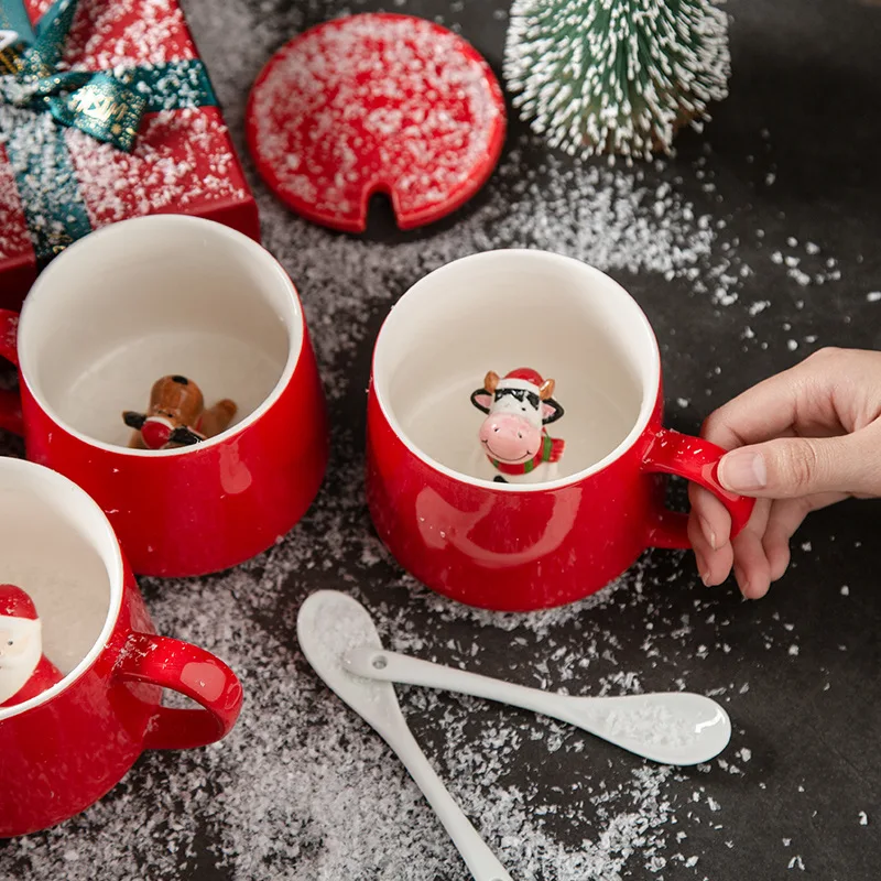 

Christmas Mug Creativity 3D Cartoon Cup Snowman Elk Mugs Coffee Cups Milk Breakfast Mug Tea Cups Water Juice Mug Office Supplies