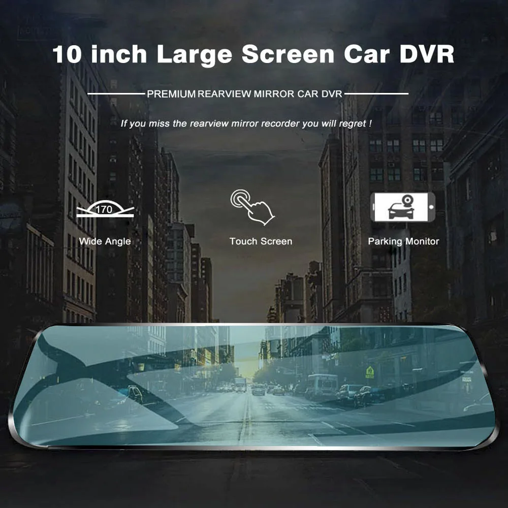 Maiyue star 10 дюймов сенсорный экран 1080P Автомобильный видеорегистратор камера с двумя объективами авто видео рекордер зеркало заднего вида с 1080p запасная камера