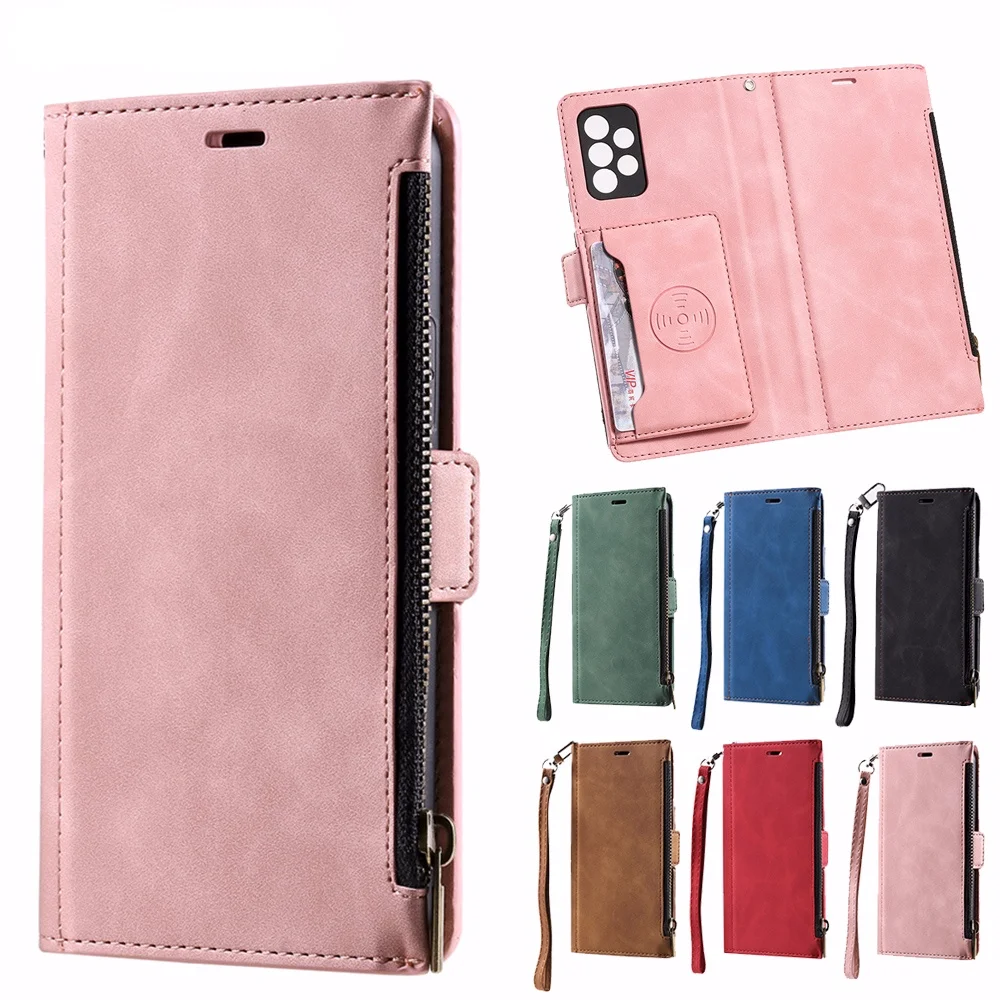 

Магнитный кожаный флип-чехол на молнии для Samsung Galaxy A22 A32 A52 A72 A82 A42 A12 A02S A21S A51 A71 A41 A50 A70 A20E, чехол для карт