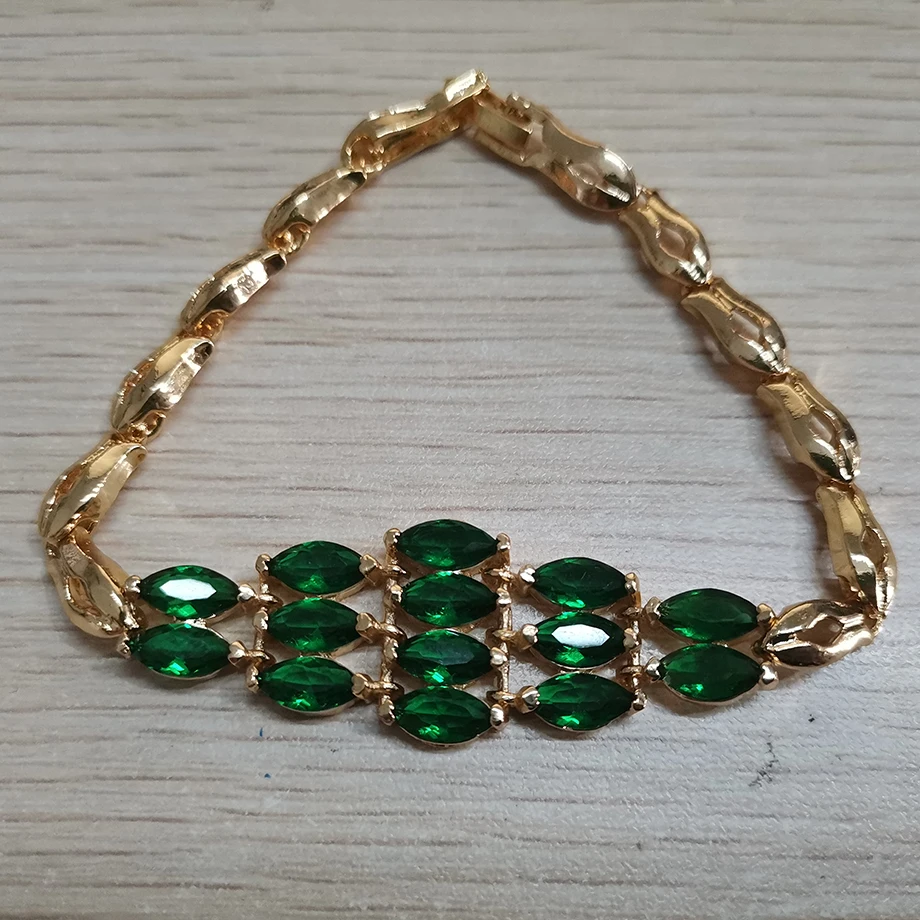

Trendy Summer New Fashion Hot Green Crystal Jewelry Gold charm bracelet & Bangles for women Gold bracelets for women