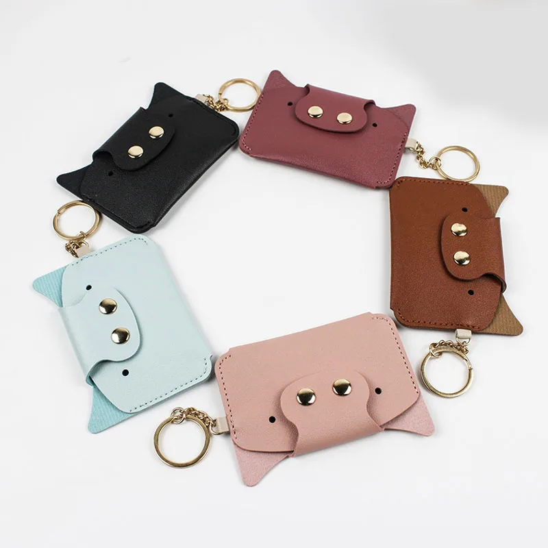 

Creative Cartoon Card ID Holders Women PU Leather Kawaii Piggy Card Package Student Cute Mini Wallets Bus Card Holder Coin Purse