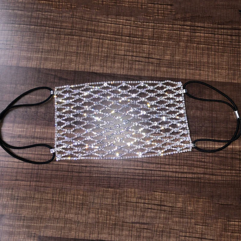 Стайфанс ринестоун блеск маска рот заявление модные украшения кристал найт клуб маска вечеринка мода для женщин.