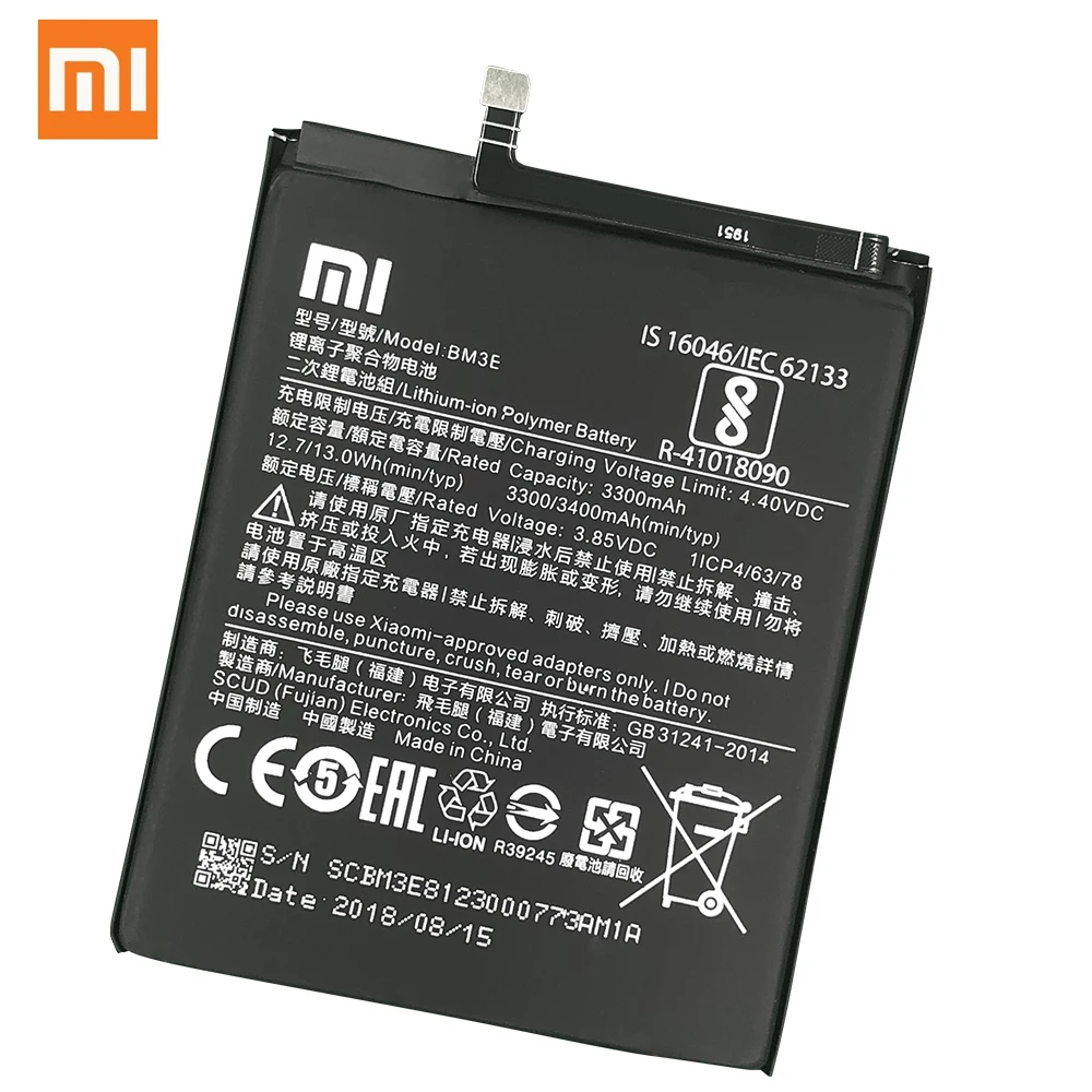 Xiao Mi Оригинальный аккумулятор для телефона BM3E Xiaomi 8 Mi8 M8 настоящий 3400 мАч Высокое