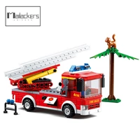 mailackers city ladder fire truck building blocks car construction firefighter man rescue enlighten bricks toys for children