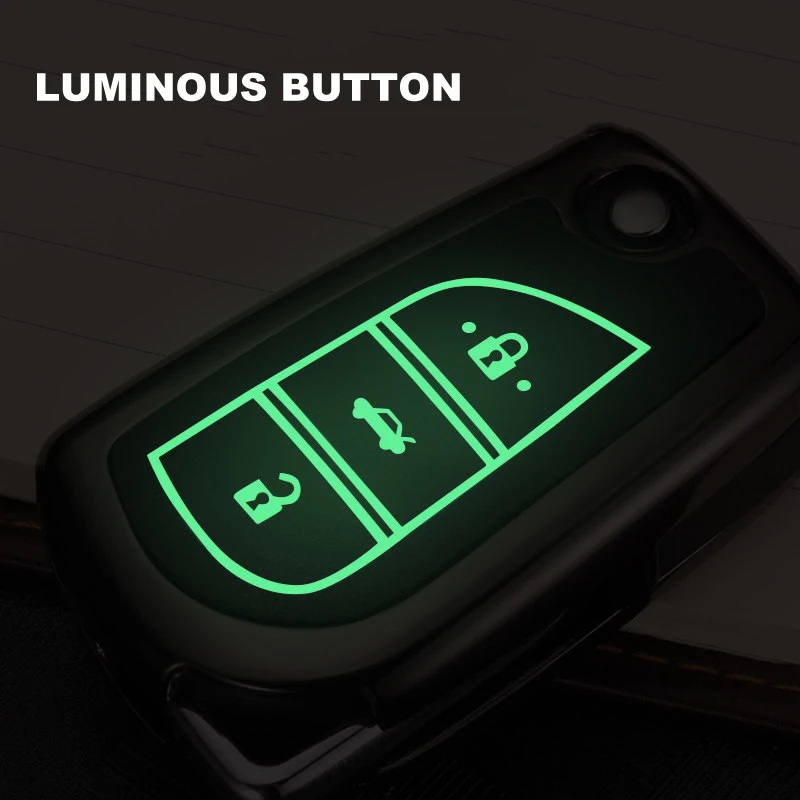 Zinc alloy+Luminous Car Key Case Cover For Toyota Camry Land Cruiser 200 Prado Prius Crown Avensis Auris Corolla Vitz RAV4 Hilux |