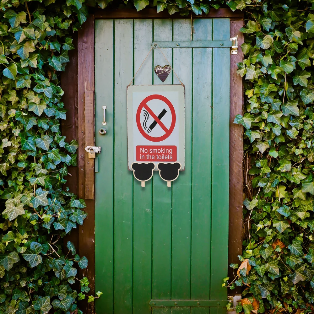 

1Pc Creative Toilet Smoking Warning Sign Decorative Smoking Iron Doorplate