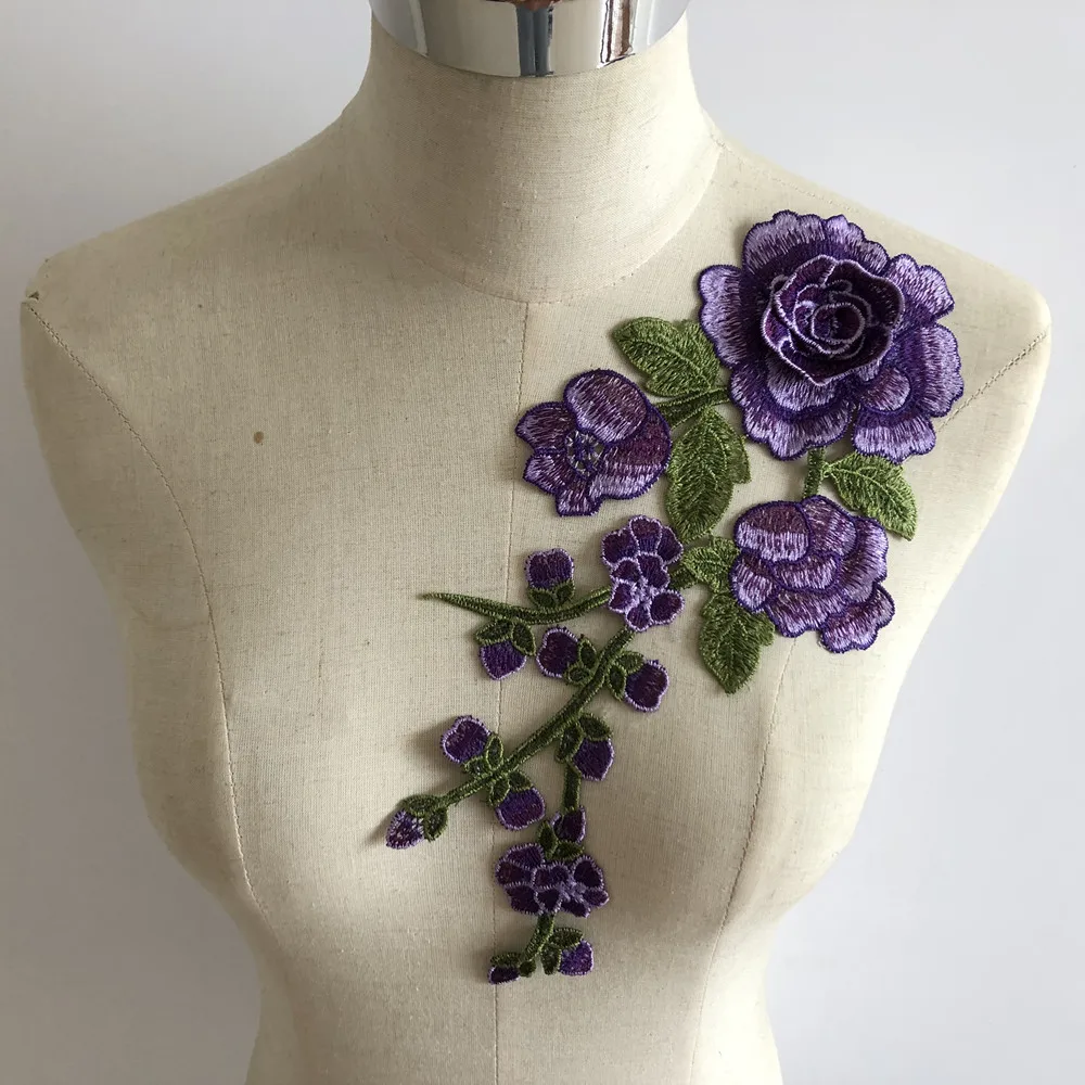Модный стиль фиолетовая вышивка ABS жемчужный кружевной воротник DIY ткань вырез