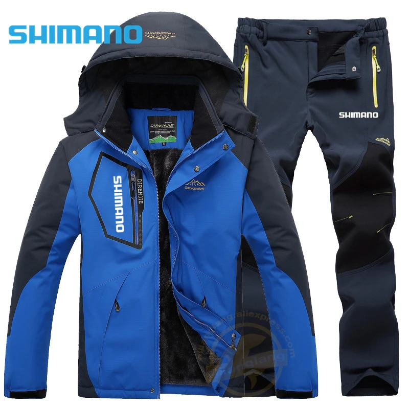 

SHIMANO Winter Plus Velvet Fishing Suits Men's Waterproof Windproof Hooded Fishing Jackets Outdoor Sport For Fishing Clothing