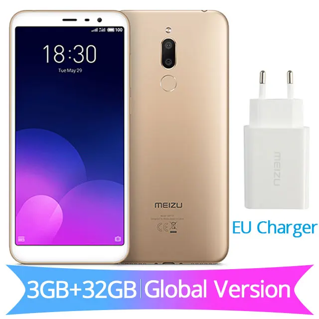 32G Gold Официальная глобальная версия Meizu M6T 6 T, 2 ГБ, 16 ГБ, M811H, мобильный телефон MTK6750, четыре ядра, 5,7 дюйма, 18:9 экран, двойная задняя камера, отпечаток пальца - Цвет: 32G Gold