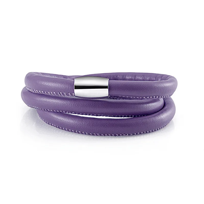 Трехслойный кожаный браслет для мужчин и женщин ювелирные изделия магнитные