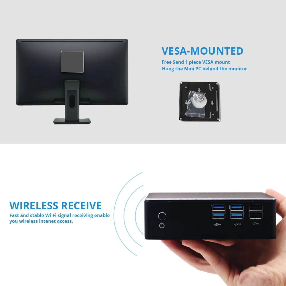 Мини ПК Intel Core i7 7500U I5 7200U i3 7100U 2955U 4K HTPC компьютер Linux Windows 10 MiniPC Gamer Настольный DDR3L Micro