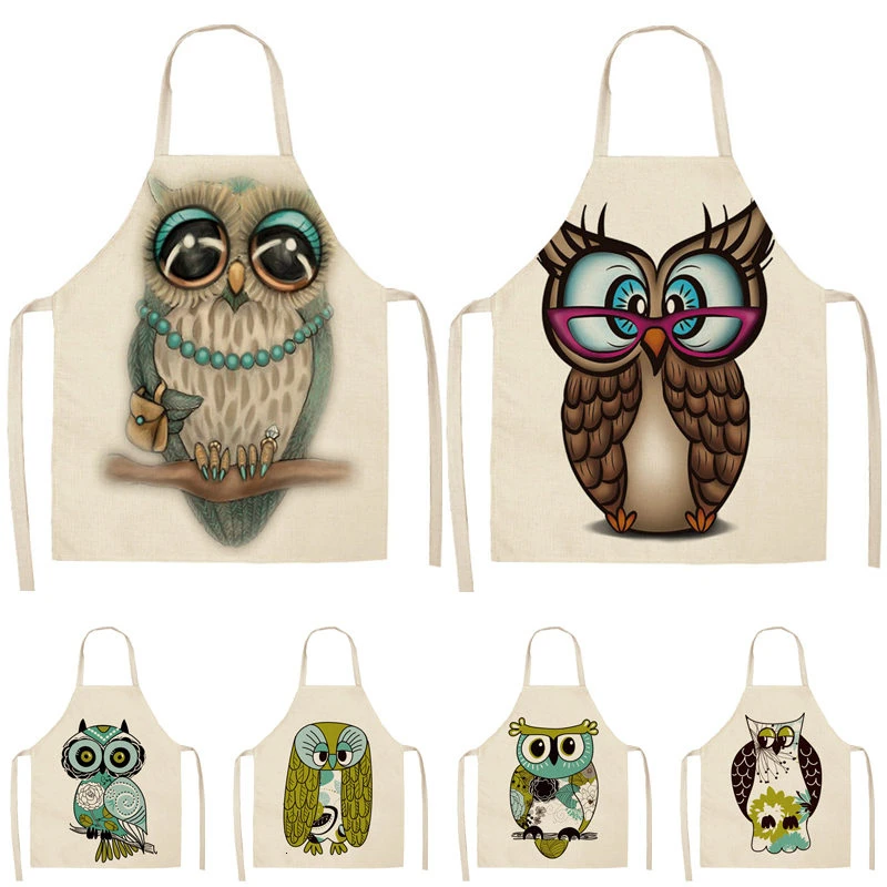 1 шт. мультфильм сова Кухонный Фартук с принтом для женщин без рукавов из хлопка и