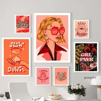 girl power feminist posters stay diligent quote canvas painting and prints pink wall art pictures for living room home decor