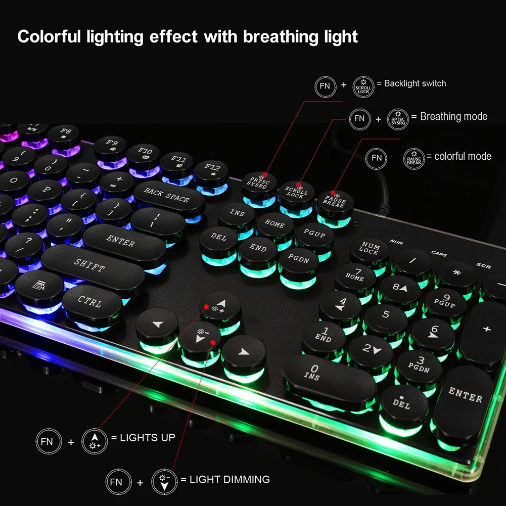 Игровая USB-клавиатура с русской/английской светодиодный кладкой 3 цвета |
