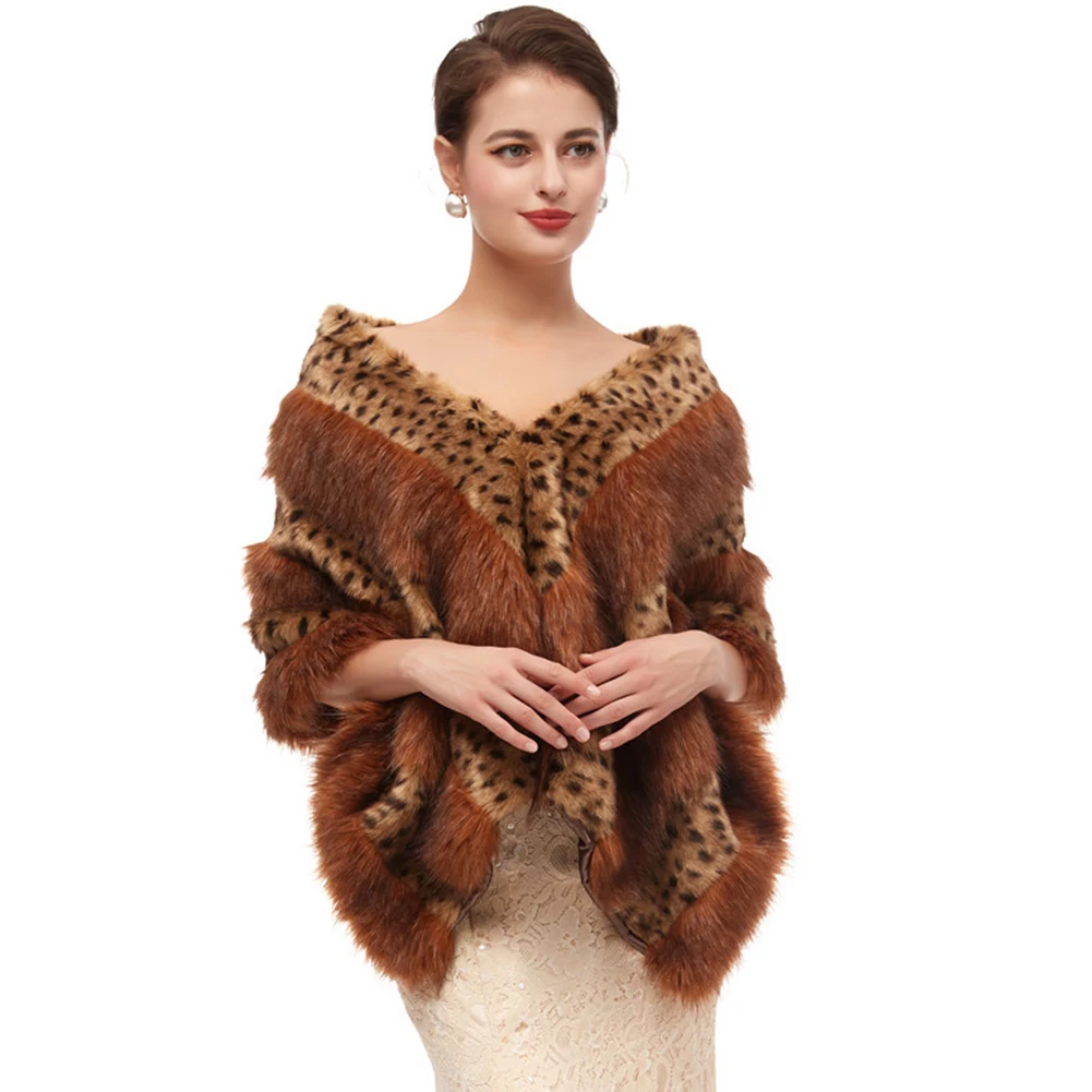 Новинка 2019 накидка из искусственного меха теплая большая шаль зимняя Свадебная
