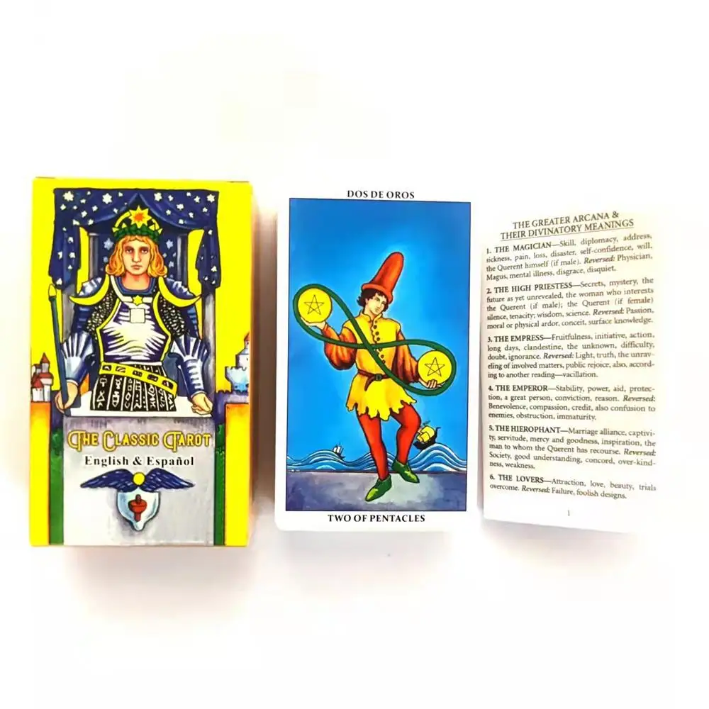 

Spanish English Smith Waite Oracle CARDS Paper booklet instructions Tarot Cards