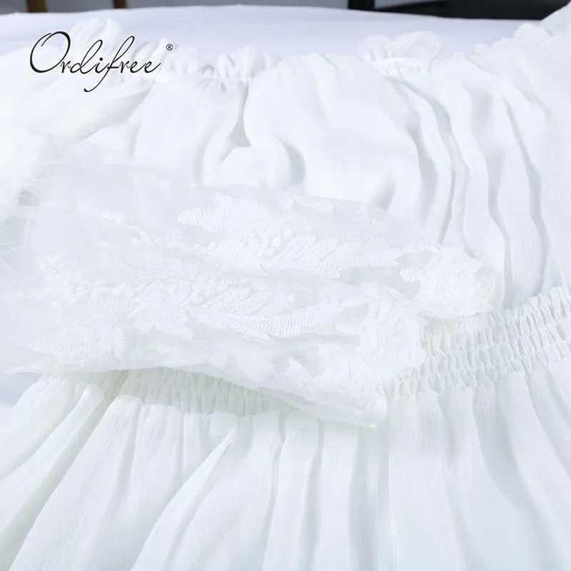 Женское длинное платье Ordifree белое кружевное пляжное платье-туника с длинным