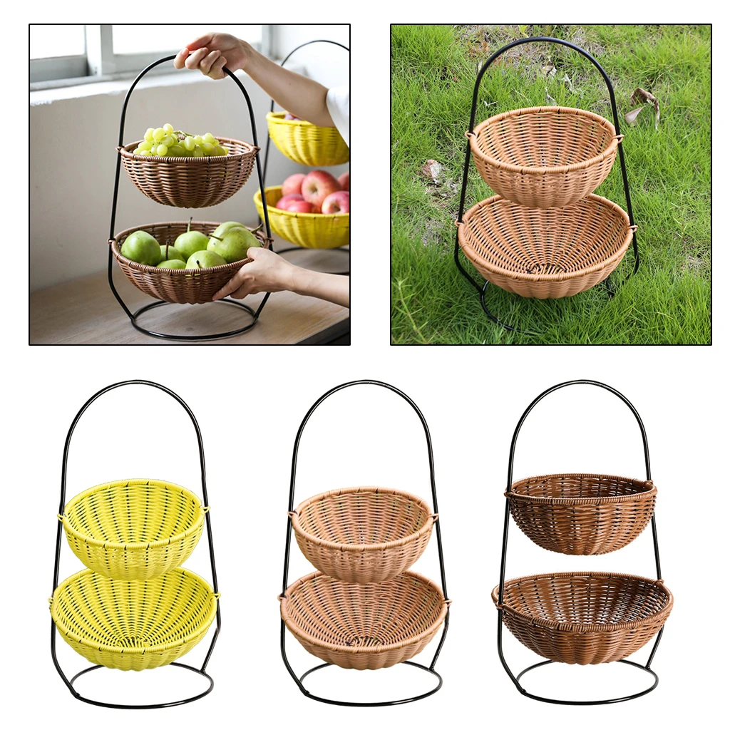 2-уровневая корзина для фруктов и овощей чаша корзины хлеба держатель закусок