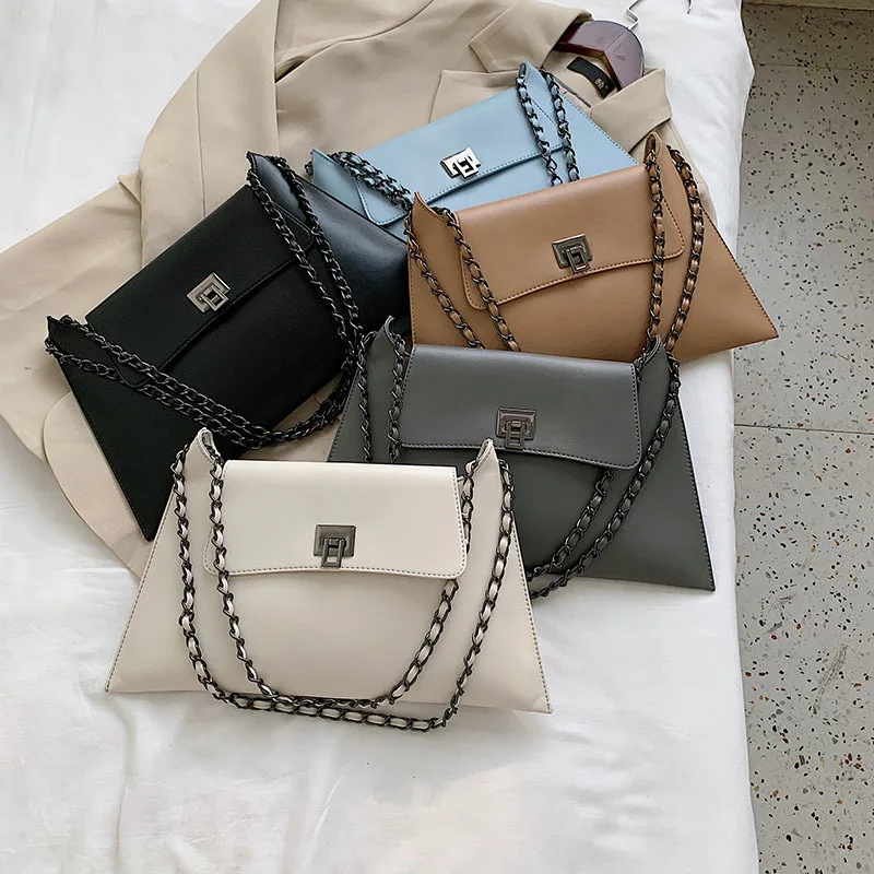 

[EAM] Women New Vintage Elegant Chains PU Leather Flap Personality All-match Crossbody Shoulder Bag Fashion Tide 2021 18A1666
