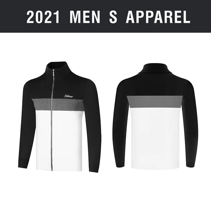 

Golf sweater men's round collar new rabbit velvet men's sweater jacket