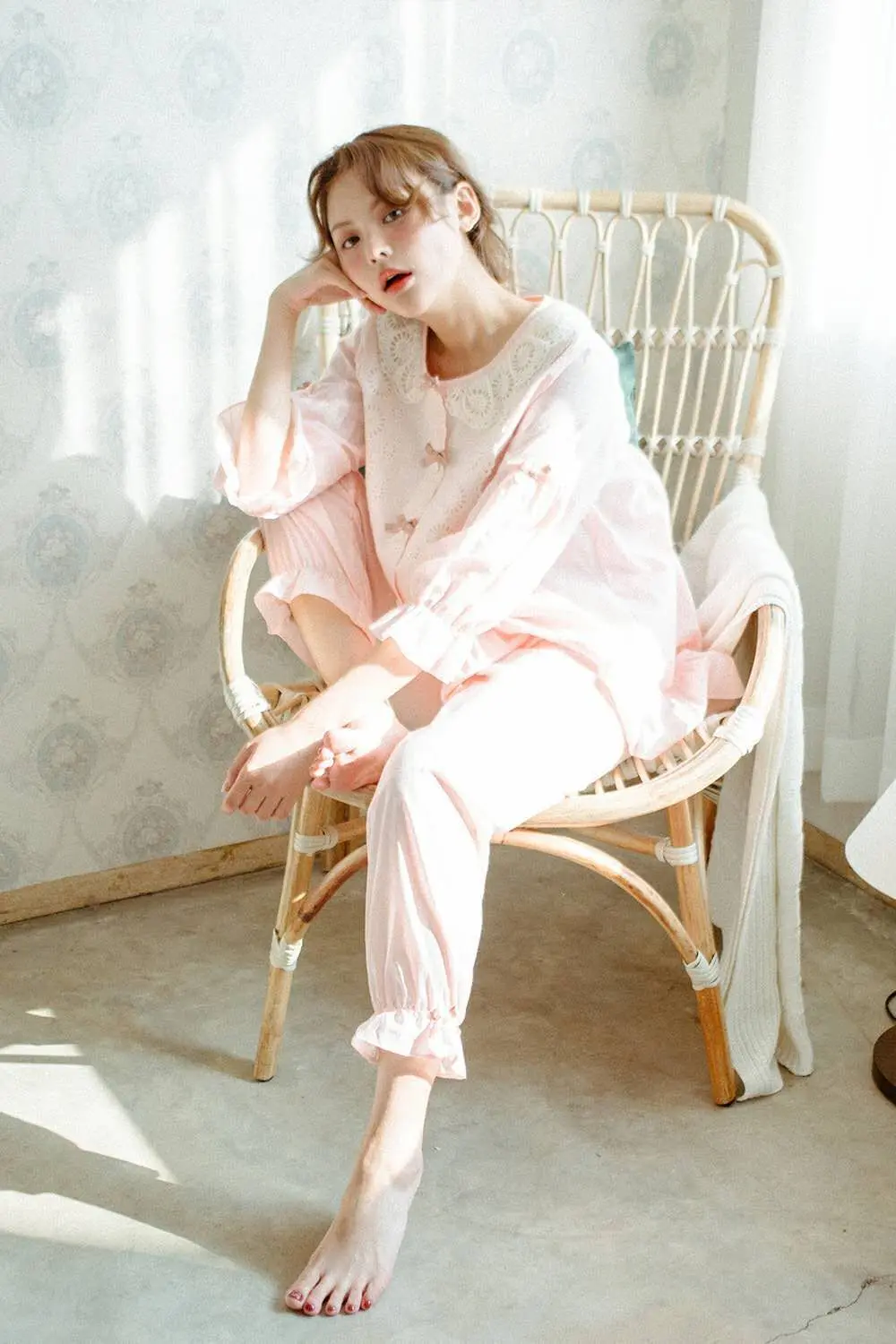 Женский кружевной пижамный комплект принцессы в стиле &quotЛолита&quot хлопковые