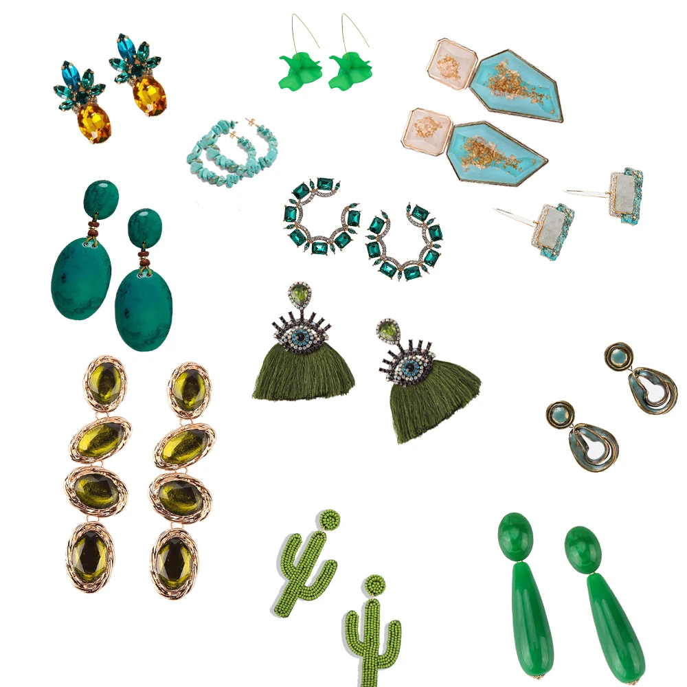 Богемные зеленые эффектные Висячие серьги для женщин и девочек трендовые