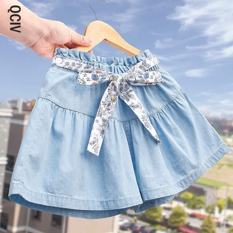 

Children's clothing girls denim shorts new summer fashion children's baby high waist button hot pants
