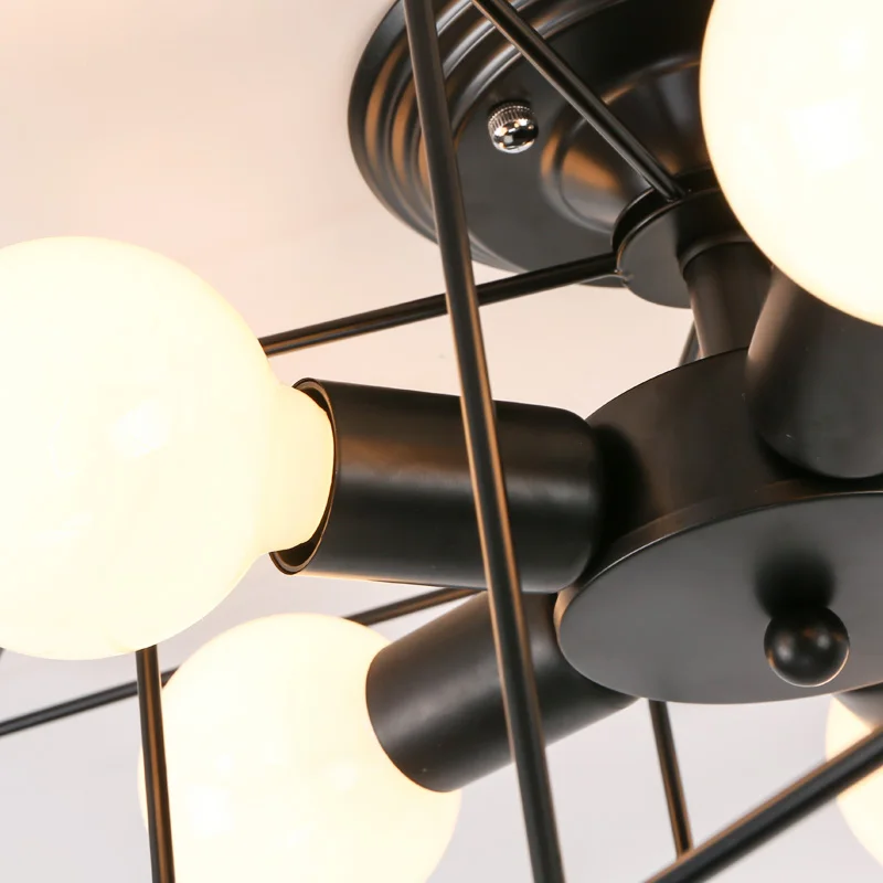 

New Modern Art American Ceiling Lamps Pentagon Black Metal Aisle Lights Balcony Ceiling Lamp 110V 220V