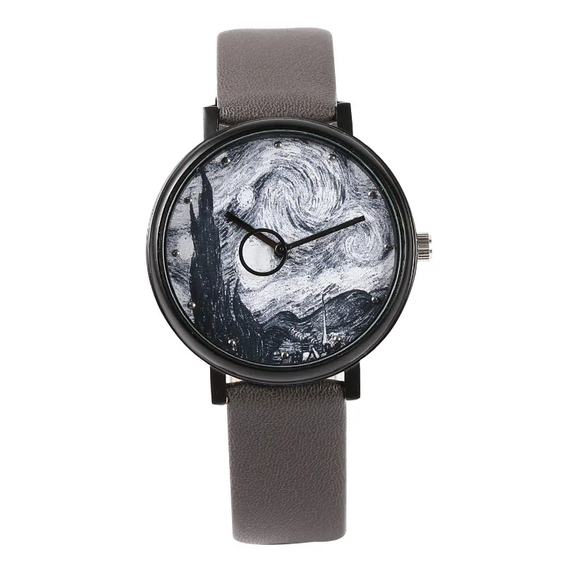 Мужские ультратонкие кварцевые часы с кожаным ремешком