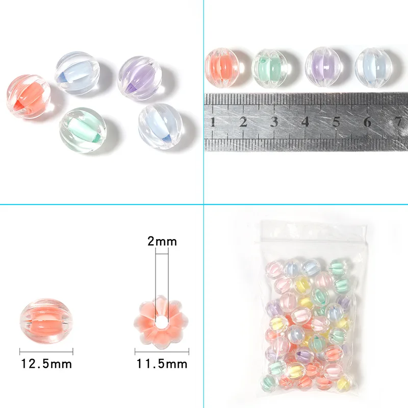 

30pcs 12mm Acrylic Spaced String Garment Transparent Pumpkin Beads For Jewelry Making DIY Craft Necklace Earrings Hair Accessori