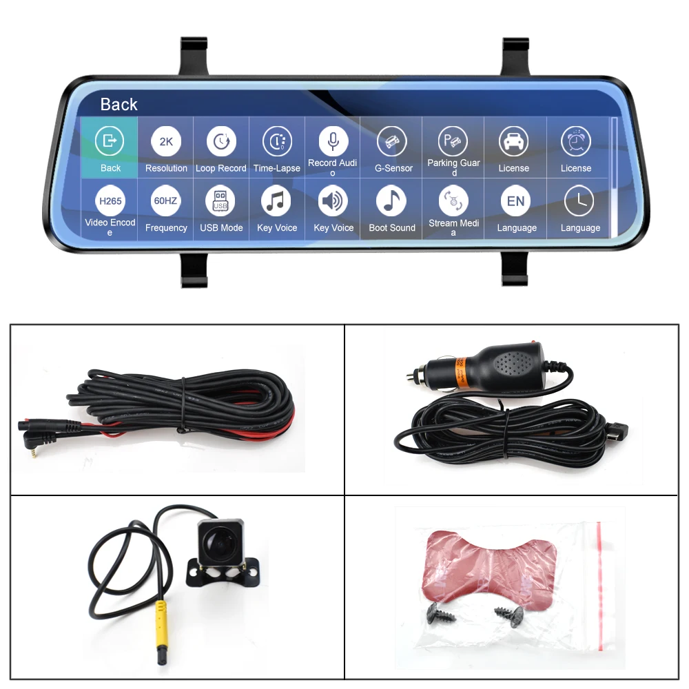 Зеркало заднего вида Bluavido 10 дюймов 2K с ночным видением двойная камера HiSilicon CPU