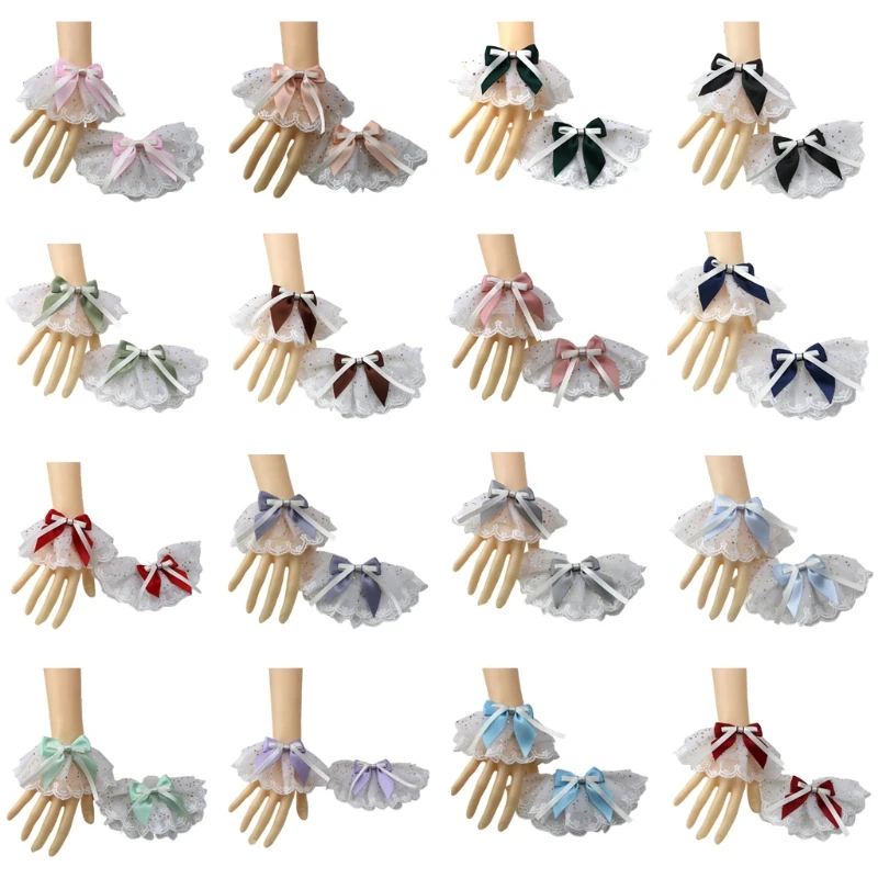 Манжеты на запястье в стиле &quotЛолита&quot с оборками кружевные блестки форме звезд