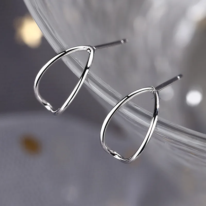 

925 Sterling Silver Simple Geometric Stud Earrings For Women Kids Female Wedding Fashion Jewelry eh1351