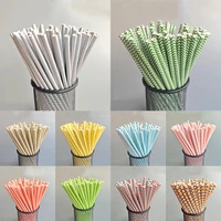 25pcs wave paper straws stripe drinking straw disposable tableware party supplies wedding birthday party decoration kids