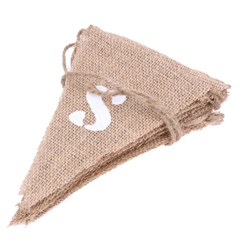 3 м ручной работы Винтаж Мешковина овсянка Вымпел только что замужние письмо