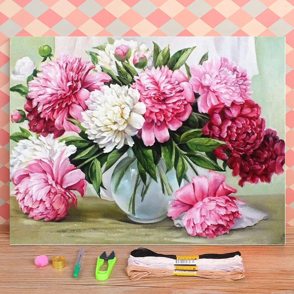 

Набор для вышивки крестиком 11CT с принтом «цветы пиона»