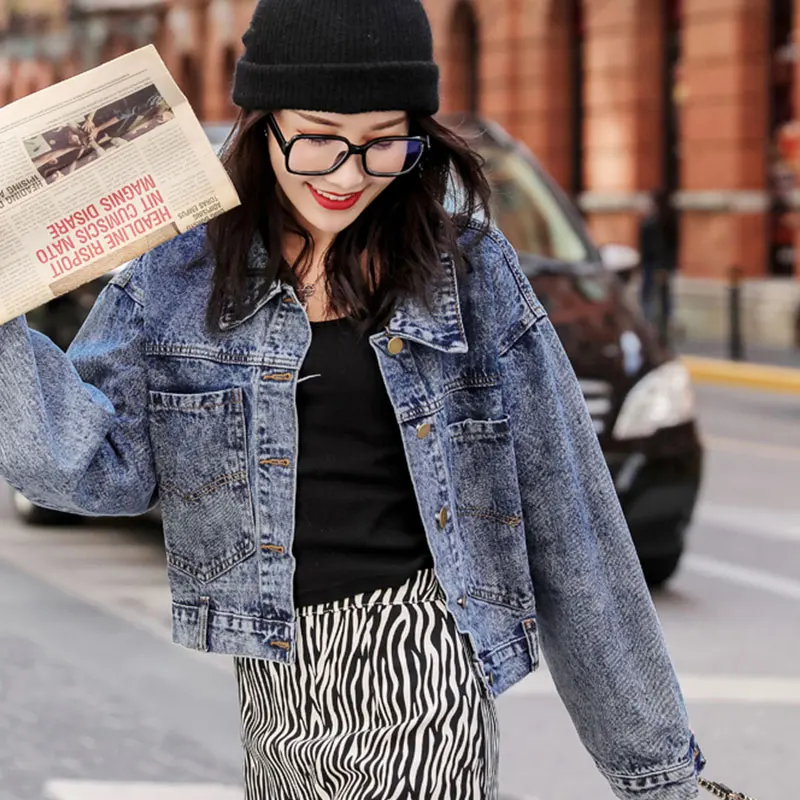 

JXMYY Denim jacket women loose Korean autumn and winter wild 202 new spring and autumn bf wind denim clothing tide ins