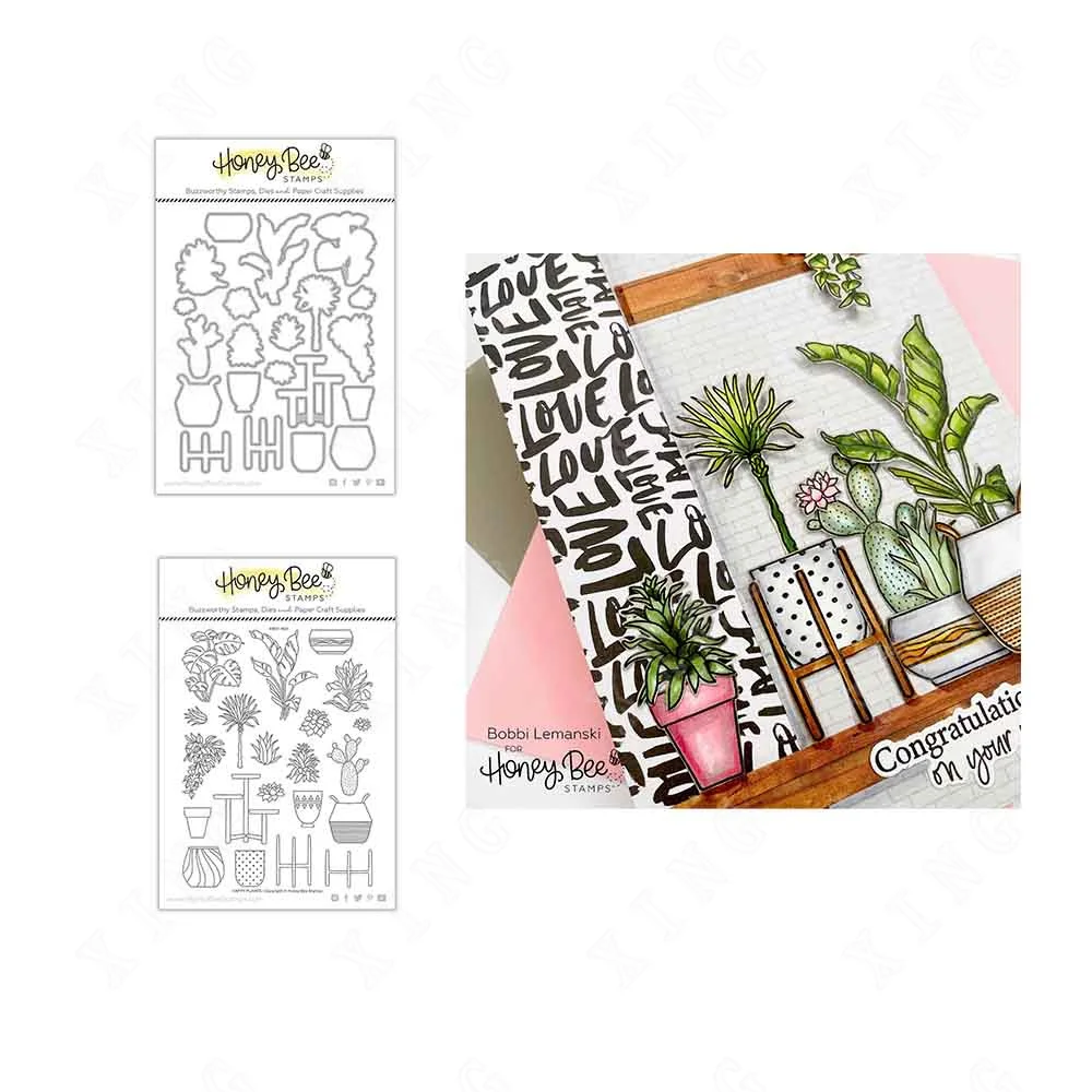 

New Arrival Happy Plants Metal Cutting Dies Stamps Scrapbook Diary Decoration Embossing Template Diy Greeting Card Handmade