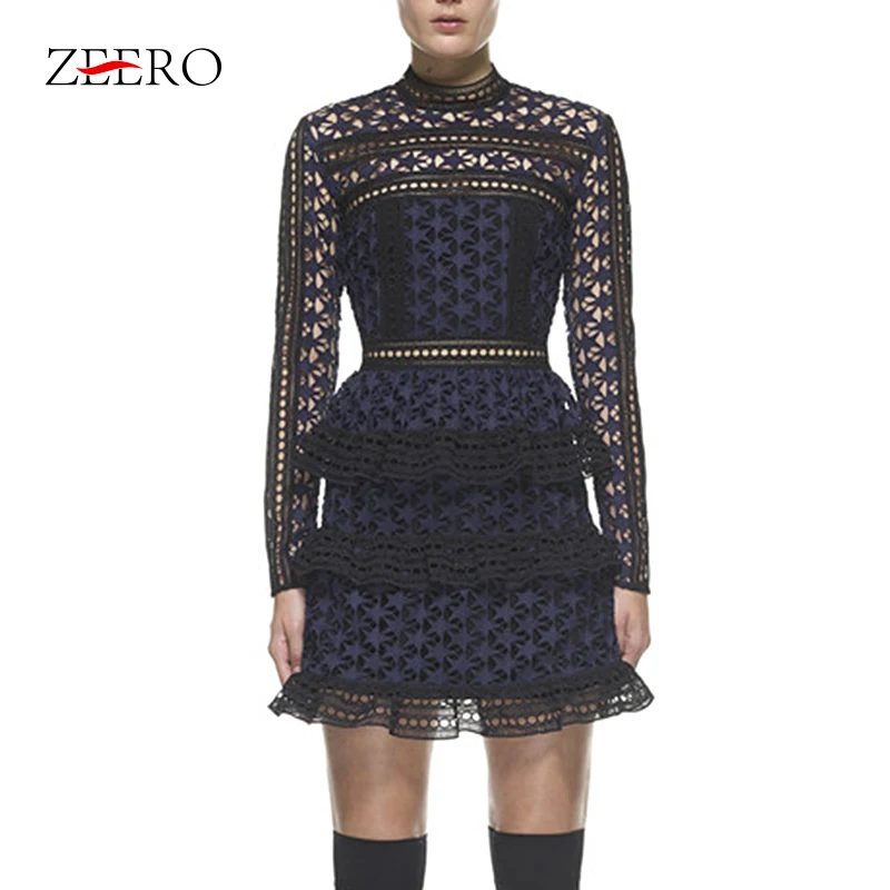 Женское платье с длинным рукавом черное для автопортрета геометрическим узором